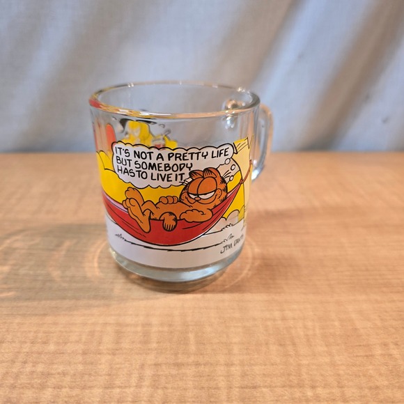 Garfield and Odie Cartoon Vintage 1970s MCM McDonald's Glass Mug Cup Jim Davis - Picture 1 of 6